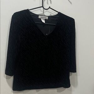 Alfani Black Textured Women's Blouse